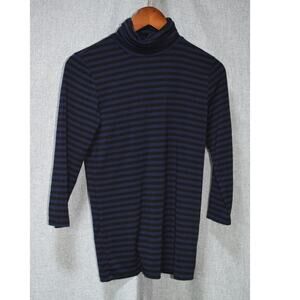 L’AGENCE Navy Black Striped Turtleneck Top S/M